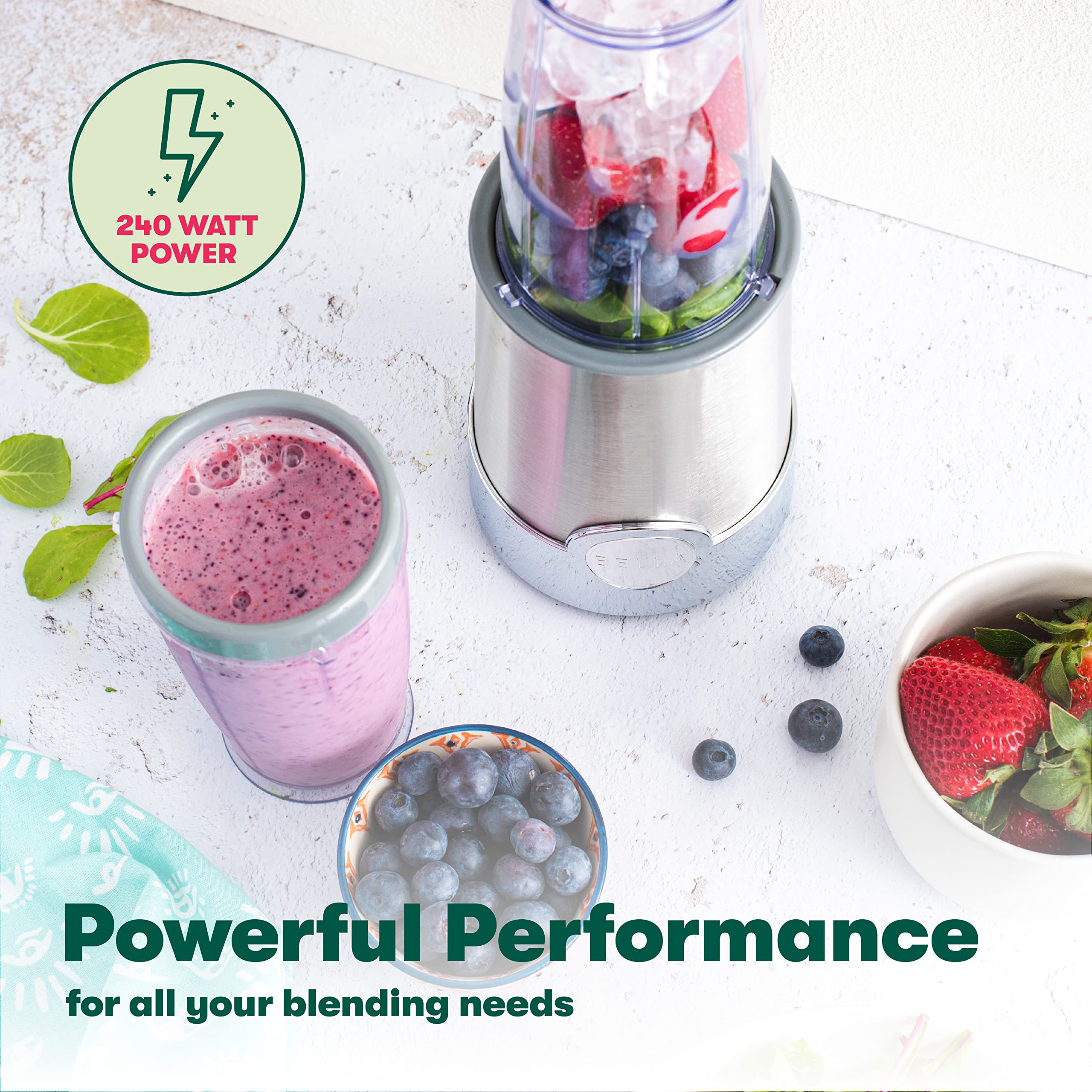 Bella Personal Size Rocket Blender For Smoothies And Protein Shakes, Portable Juice Maker And Mini Food Processor And Grinder, 1